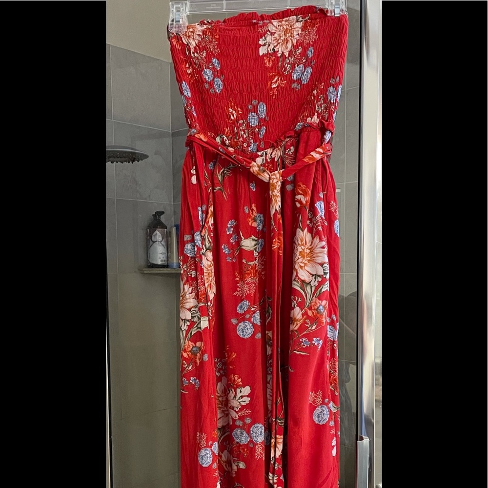 Summer Floral Hawaiian jumpsuit strapless American Eagle honeymoon wedding